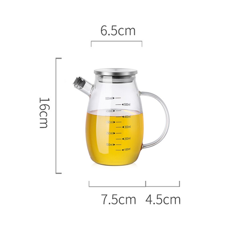 Transparent Glass Oil Bottle with Handle Scale Heat-resistant High Borosilicate Kitchen Supplies Soy Sauce Vinegar Container