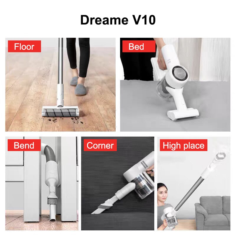 Aspirador inalámbrico de mano Dreame V10, colector de polvo inalámbrico portátil para alfombras, barrido de alfombras para el hogar