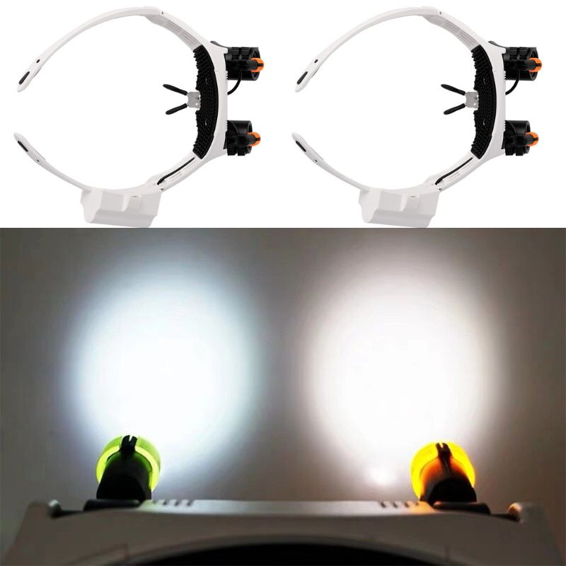 Lámpara de luz LED Gafas dobles Lupa Lente Gafas Lupa Relojero Joyería