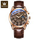 OLEVS Watch Multifunctional Sports Three Eyes Six Needles Chronograph Waterproof Luminous Men&