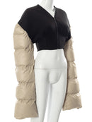 Sisterlinda Spring Patchwork Down Puffer Coat Women Jacket Extra Long Sleves Warm Bubble Christmas Cropped Outerwear Lady Outfit