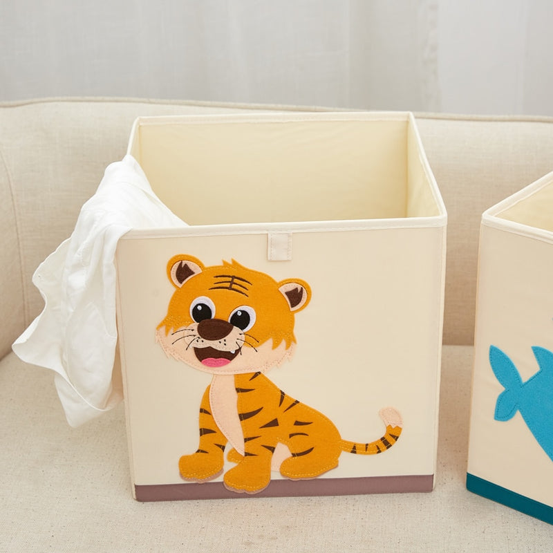 13 inch Foldable Embroidery Animal Cube Storage Box Oxford Fabric Kids Toys Organizers Bins Chest Organizer for Kids Nursery