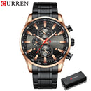 CURREN Herrenuhren Sportliche Luxus-Chronographen-Armbanduhren für Herren Quarz-Edelstahlband-Uhr mit Leuchtzeigern