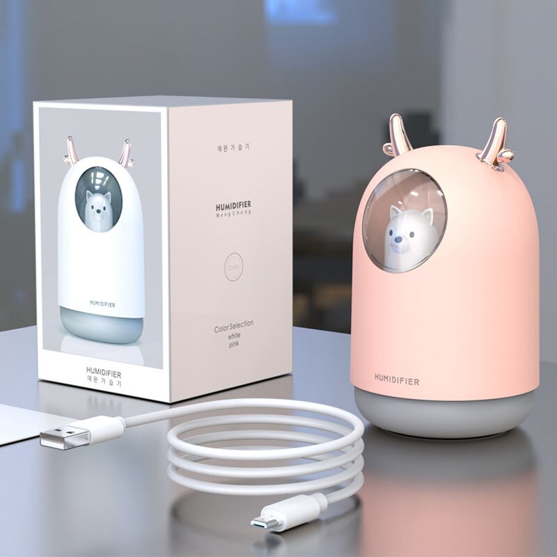 300 ML Mini Bär Luftbefeuchter USB Aromatherapie Aroma Ätherisches Öl Diffusor für Home Office Auto Cool Mist Maker LED Nachtlicht