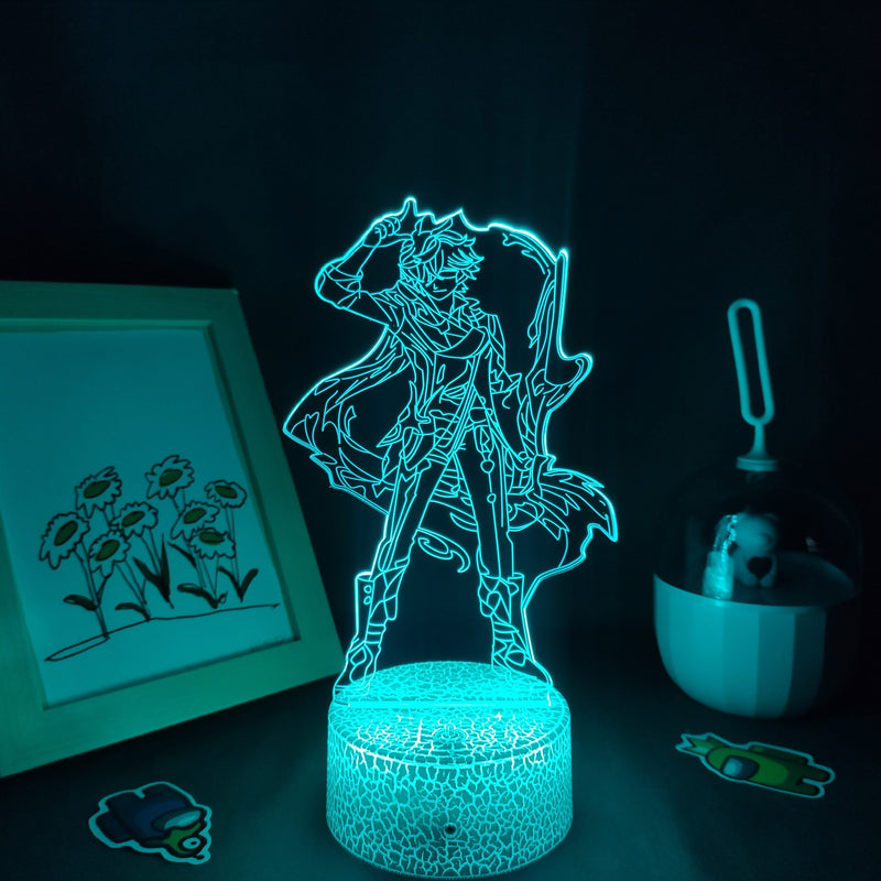 Genshin Impact Game Figure Barbatos Dormitorio Lámpara decorativa Color cambiable LED Night Lights Regalo de cumpleaños Amigo Sala de juegos