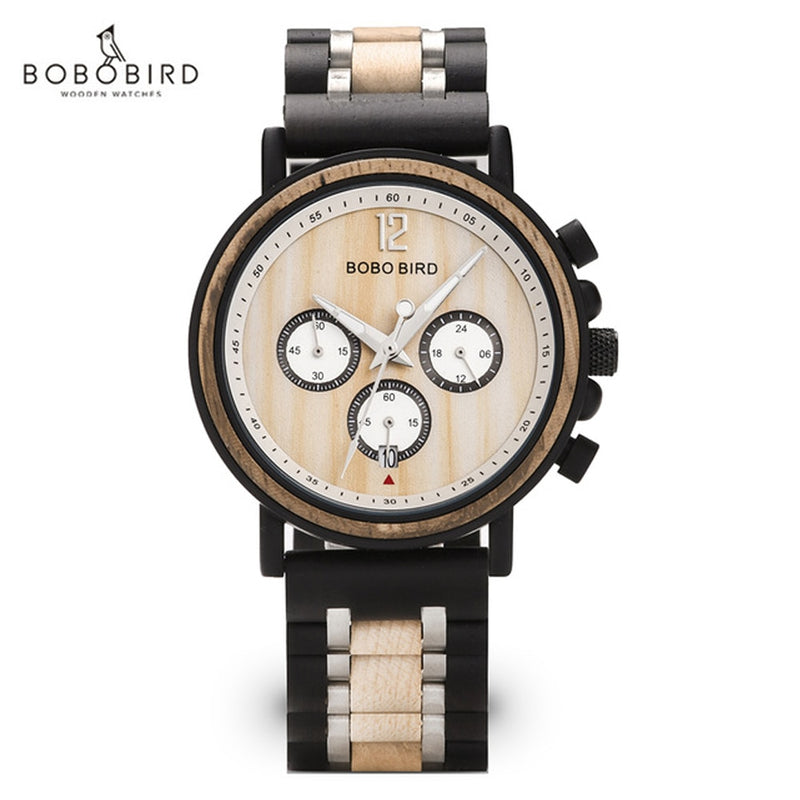 Bobo Bird Herrenuhren Armbanduhr für Herren Quarz Armbanduhren Male Chronograph Luminous Orologio Uomo Timepiece CustomGift