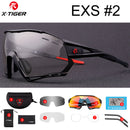 X-TIGER Photochrome Fahrradbrille 5 Linsen UV400 Mountainbike Brille Herren Outdoor Sport Fahrradbrille mit Myopie Rahmen