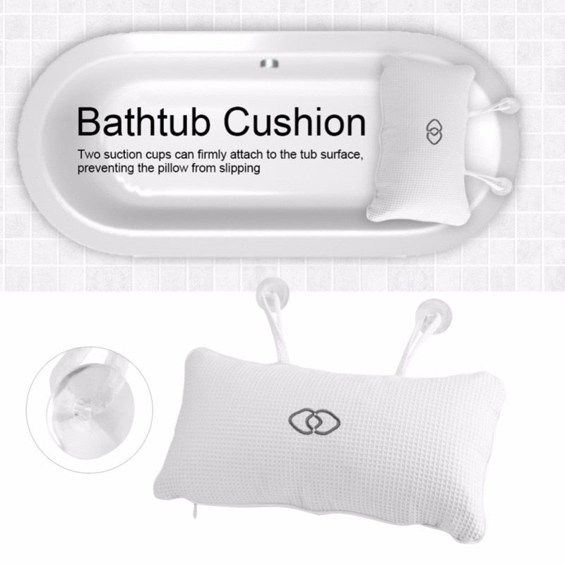 Almohada de baño antideslizante para SPA con ventosas para bañera, soporte para la espalda y el cuello, almohadas para reposacabezas, cojín grueso para el hogar, accesorio para jacuzzi