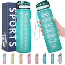 ZOMAKE 32 Unzen motivierende Wasserflasche mit Zeitmarkierung, auslaufsichere Sportwasserflasche BPA-frei, Fruchtwasserflasche Sport 1 Liter