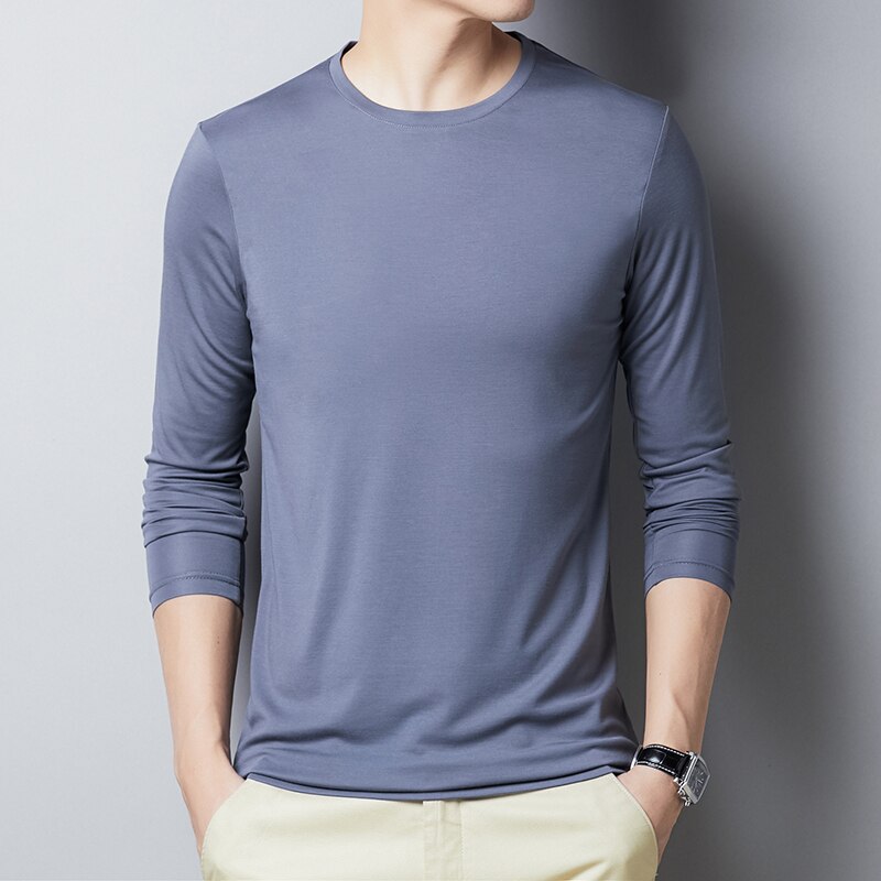 New Men t-shirt Cotton Spring Long sleeve tshirt Mens Fashion Solid Colors Slim Fit Tee shirt Homme Men Clothing T892