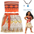 2020 Prinzessin Moana Cosplay Kostüm für Kinder Vaiana Kleid Kostüm mit Halskette für Halloween Kostüme für Kinder Mädchen Geschenke