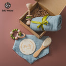 Let's Make 1set Baby Stuff Toalla de baño Manta de algodón Cepillo Productos de regalo para niños Juguete Caja de sonajero de ganchillo Regalo de Navidad