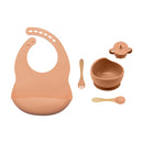 5 uds/1 Juego de cuenco de silicona para alimentación de bebé, vajilla, cuchara impermeable, vajilla antideslizante, platos de silicona sin BPA para vajilla de bebé