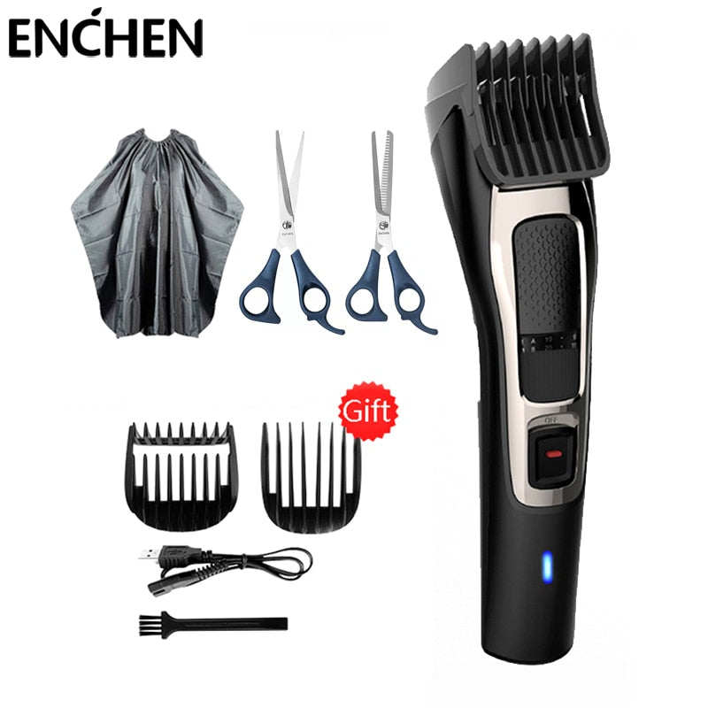 ENCHEN Friseur Haarschneidemaschine Professionelles Kit Wiederaufladbarer kabelloser elektrischer Haarschneider Trimmer Für Männer Selbsthaarschnitt