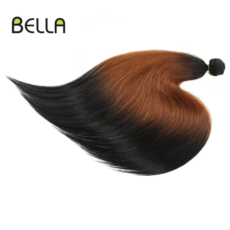 Yaki Straight Hair Bundles Ombre Bundles Synthetic Hair 4Pcs/Pack 18-22inch 245g Bundles With Closure BELLA Weave Hair Extension