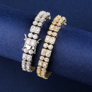 TOPGRILLZ 10mm doble fila circón redondo cuadrado helado oro plata Color personalidad Hip Hop pulseras