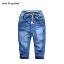 Mudkingdom Kinder Jeans Kordelzughose Herbst Winter Fleece Warme Jeanshose Freizeithose für Jungen Slim Fashion Clothing