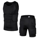 Herren Sport Knieschützer Ellbogen Stoßschutz Kompression Gepolsterte Shorts Shirt Weste Set Fußball Basketball Schutzausrüstung Brust Rippenschutz