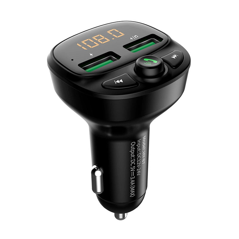 Konrisa Auto-FM-Transmitter Bluetooth 5.0 Dual-USB-Ladegerät Drahtlose Freisprecheinrichtung FM-Adapter unterstützt TF-Karte USB-Laufwerk