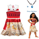 2020 Prinzessin Moana Cosplay Kostüm für Kinder Vaiana Kleid Kostüm mit Halskette für Halloween Kostüme für Kinder Mädchen Geschenke
