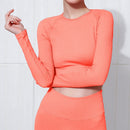 Workout-Oberteile für Frauen, Fitness, Sport, Yoga-Oberteil, gestricktes Yoga-Shirt, nahtloses Oberteil, Langarm, Laufsport-Shirt, Damen-Sportbekleidung