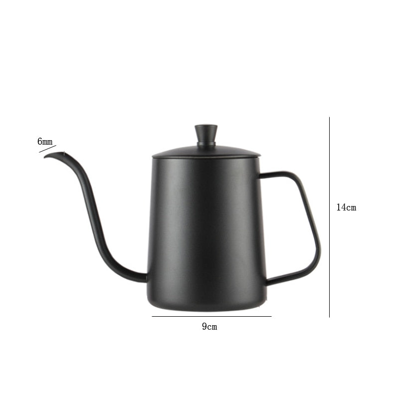 600ML Stainless Steel Mounting Bracket Hand Punch Pot Coffee Pots With Lid Drip Gooseneck Spout Long Mouth Coffee Kettle Teapot