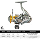 TSURINOYA Long Casting Spinning Angelrolle FS 2000 3000 5.2:1 7kg Drag Power Universal Süßwasser Hecht Bass Light Angelrolle