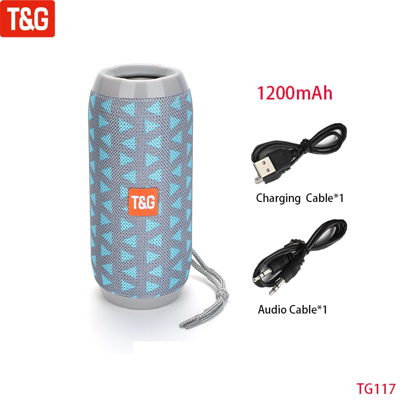 T&amp;G TG117 Tragbarer Bluetooth-Lautsprecher, kabellos, Basssäule, wasserdicht, Musik, Vibro-Lautsprecher, TF-Karte, Subwoofer-Lautsprecher