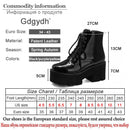 Gdgydh Punk Style Plateauabsatz Damen Stiefeletten Chunky Motorradstiefel für Damen Lackleder Lila Gelb Schuhe Große Größe