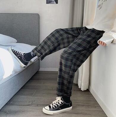 RUIHUO Plaid Harem Pants Men Trousers Joggers Casual Pants Men Sweatpants Ankle-Length Hip Hop Streetwear Cotton M-3XL 2022