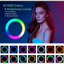 10" LED Ringlicht 26cm Fotografie Beleuchtung Dimmbare Selfie RGB Lampe mit Stativ für Make-up Youtube Tiktok Handy Kamera Video