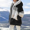 Winter Damen Mantel Mode Lässig Stitching Plaid Damen Kapuze Reißverschluss Mantel Kaschmir Damen Jacke Casacos De Inverno Feminino