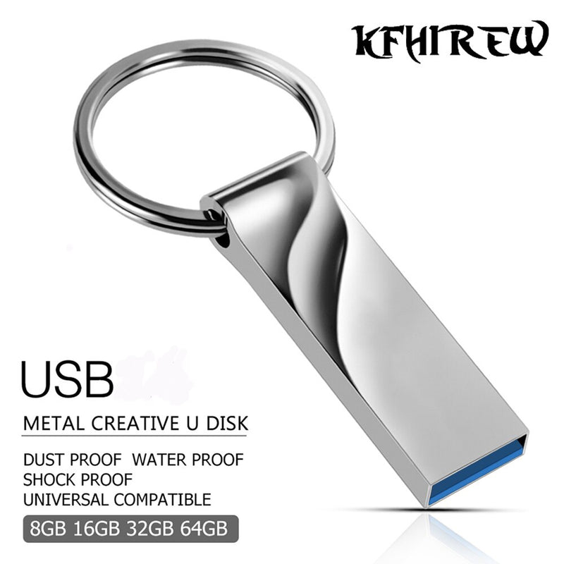 KFHIREW metal Pen Drive 128GB Key USB Stick Flash 64GB Pendrive 32GB cle usb memory 16GB USB Flash Drive 8GB free Type-c adapter