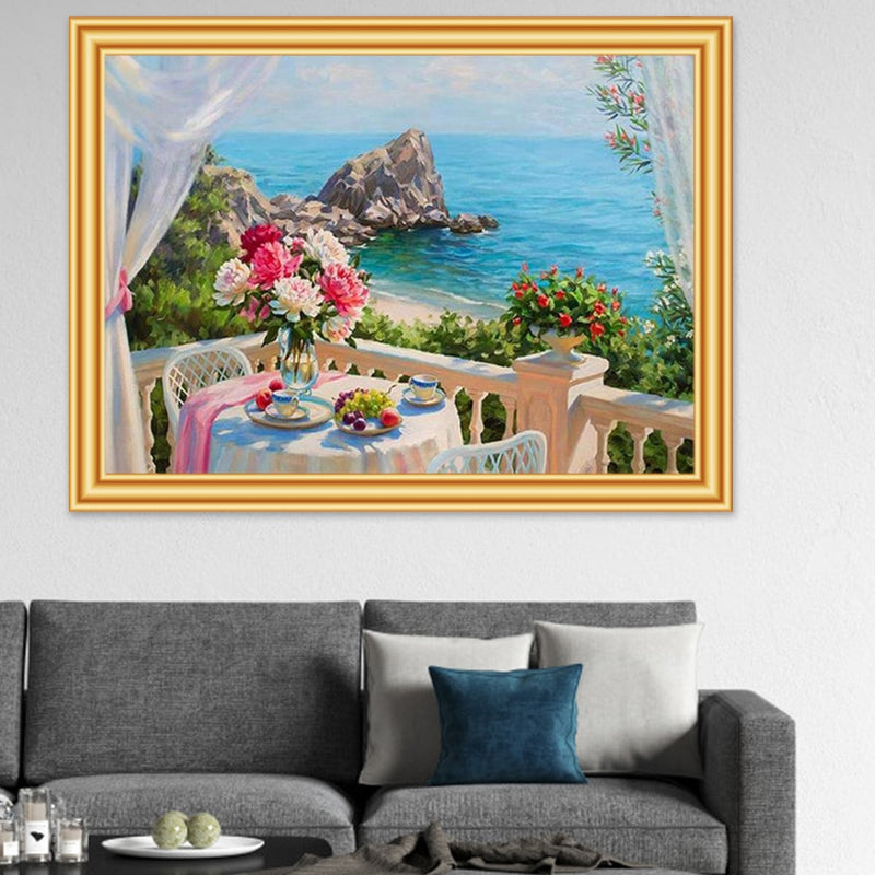 5D DIY Diamond Painting Full Square Landscape Cross stitch Kit Diamond Embroidery Flower Sea Mosaic Picture Of Rhinestones Decor