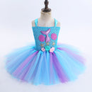 Kinder Mädchen Meerjungfrau Prinzessin Kleid Ärmelloses Mesh Tutu 3D Blume Haarband Set Kinder Halloween Thema Party Cosplay Kostüm