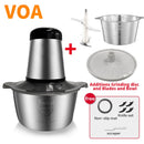 VOA 2 Speeds Electric Chopper Stainless Steel Meat Grinder Mincer Food Processor Slicer  2LCapacity Baby Supplement Machine