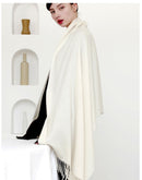 100% Wolle Schal Frauen Verdickung Kaschmir Winter Narben Tücher Mode Weibliche Pashmina Schals Übergroß Warmhalten Warps 300g