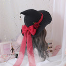 Alta calidad Lolita Halloween Lolita ROSE Lazo grande Gorro de bruja de Halloween Sombrero de bruja Mo Nv Mao