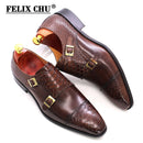 Tamaño 47 Tamaño 13 Zapatos de vestir para hombre Cuero genuino Doble hebilla Monk Correa Hombres Zapatos Estampado de serpiente Cap Toe Zapatos italianos clásicos