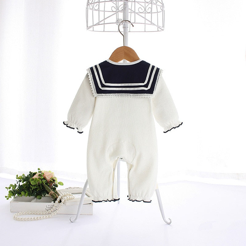 Baby Clothes New England Style Sailor Collar Baby Boys Clothes Infant Girls Rompers Jumpsuit Outfits 0-2Y