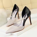 Mode-süße High Heel-Schuhe im koreanischen Stil Damen High Heels Shallow Mouth Pointed Mixed Colors A-Linie mit dünnen Stöckelschuhen