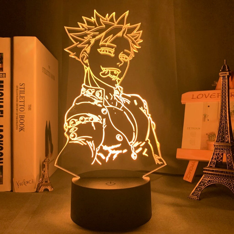 Acryl Nachtlicht Lampe Manga Die sieben Todsünden Gadget für Home Room Dekoratives Licht Meliodas Figur Kinder Tischlampe Geschenk