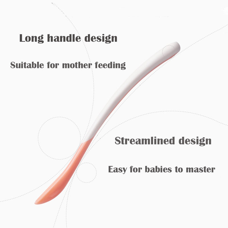 BC Babycare 2pcs Soft Baby Temperature Sensing Spoon BPA Free Food Infant Feeding Tools Flatware Sterilizable TPE Square Spoons