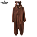 Bär Onesie Damen Herren Kigurumis Tier Pyjama Cartoon Hausschuhe Festival Homewear Winter Warmer Anzug Reißverschlussknopf Overall