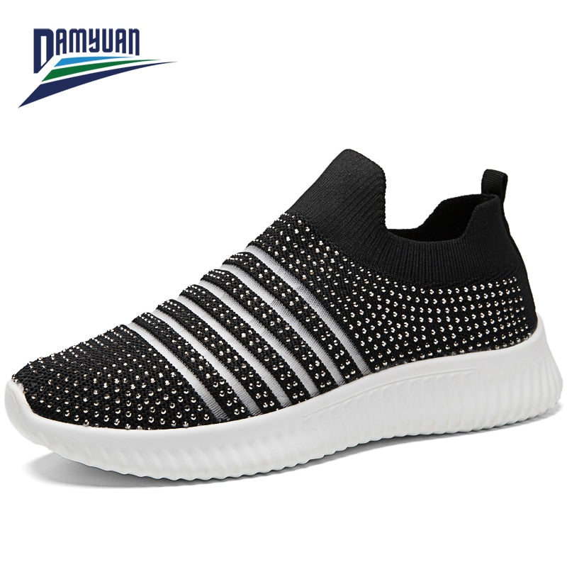 Damyuan, zapatillas de deporte de calcetín suave para mujer, zapatos planos transpirables y cómodos para mujer, zapatos para caminar y correr para mujer, zapatos informales 35-43