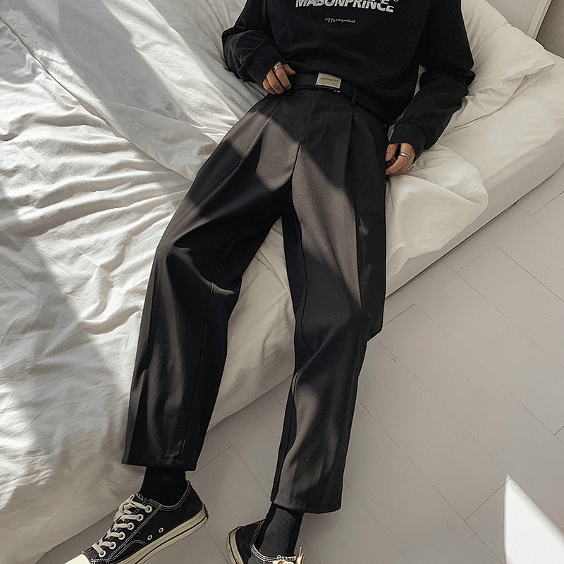 2020 Men's Loose Leisure Grey Formal Suit Pants Business Design Cotton Western-style Trousers Male Black Casual Pants Size M-2XL