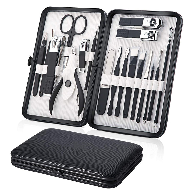 High Quality Stainless Steel Manicure Pedicure Kit Nail Clipper Set Foot Care Set Nail Cutter 18 In 1 Kit With Portable Case