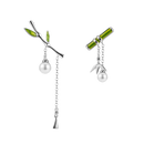 Thaya Emaille Frauen Ohrring Grün Bambus Ohrring Baumeln Mit Perle Retro Nette Ohrringe Für Frauen Silber Ohrring Modeschmuck