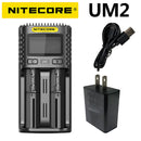 100% Original Nitecore UM4 UM2 USB QC Batterieladegerät Intelligente Schaltung Global Insurance Li-Ion AA AAA 18650 21700 26650