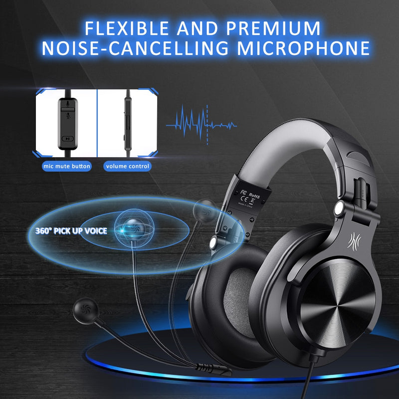 Auriculares para juegos de ordenador Oneodio A71D con micrófono desmontable con cable sobre la oreja auriculares de centro de llamadas para PC Skype Office Gamer